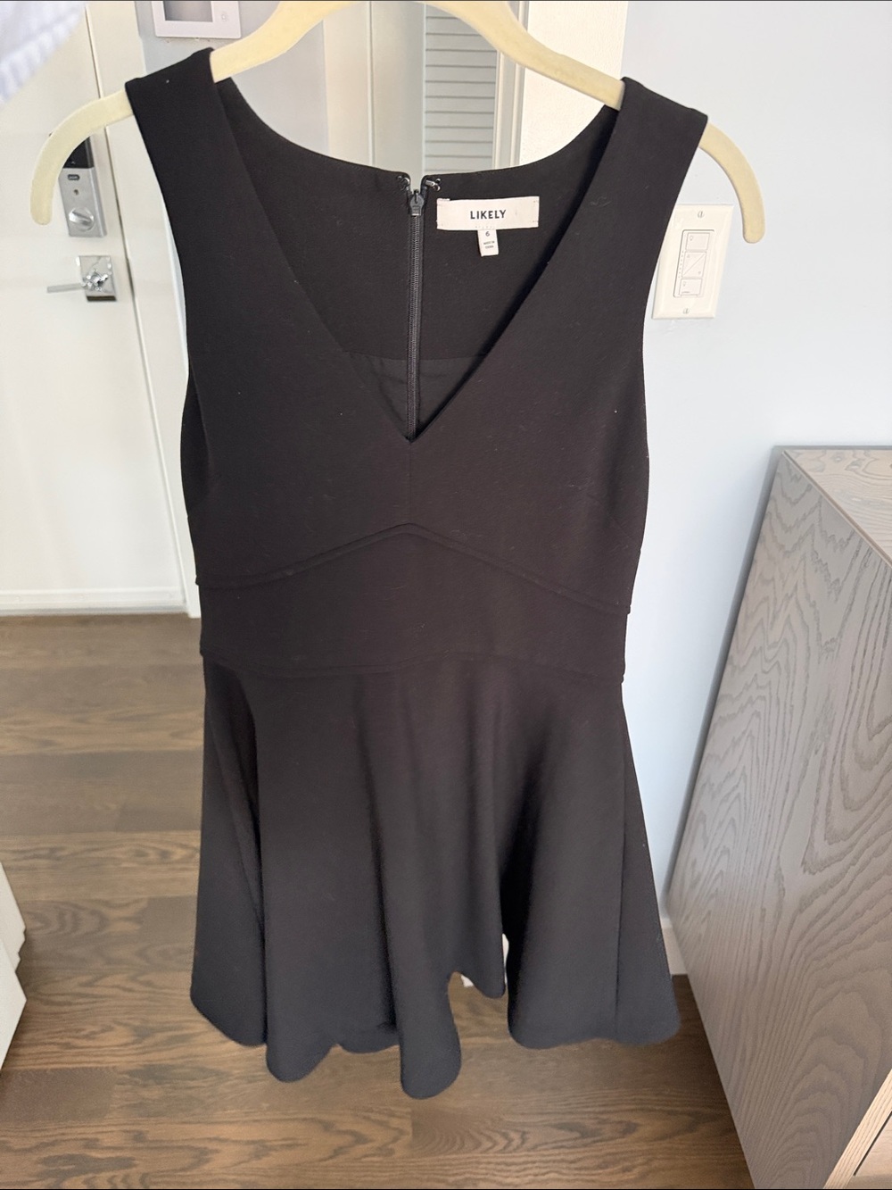 Likely Black Sleeveless V-Neck Fit & Flare Dress